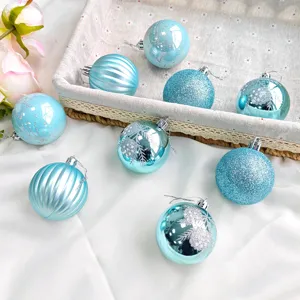 Weihnachtsbaumkugeln Set blaue Kunststoff Hängeornamente für Feiertag Party Dekoration