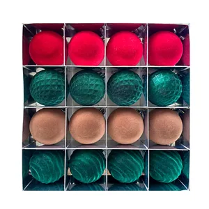Weihnachtsbaumkugeln Set 6cm 16 Stueck bunte beflockte Christbaumkugeln Deko Anhaenger