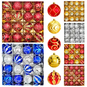 Galvanisierte Bruchsichere Kunststoff Weihnachtskugeln Ornamente Bemalte Weihnachtsbaum Hängedekorationen Für Feiertagsparty Dekor
