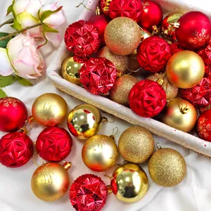 Weihnachtsbaum Christbaumkugeln Set rot gold Kunststoff haengende Deko Kugeln Pack