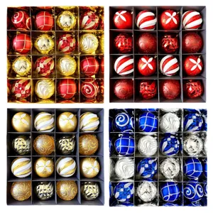 16 Stueck 8cm Christbaumkugeln Set, bruchsichere Kunststoff Weihnachtskugeln Deko.