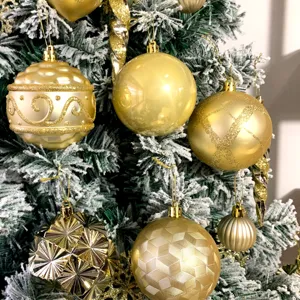 Goldene Christbaumkugeln 8cm bruchsichere Weihnachtskugeln Weihnachtsbaum Deko Set Detail