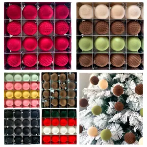 Beflockte Weihnachtskugel Ornamente Bruchsicherer Kunststoff Weihnachtsbaum Hängende Dekor Für Feiertagsparty Home Dekoration Verschiedene Stile