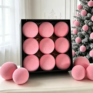 Rosa Samt Weihnachtskugeln Set für festliche Baumdekoration und schöne Heimparty