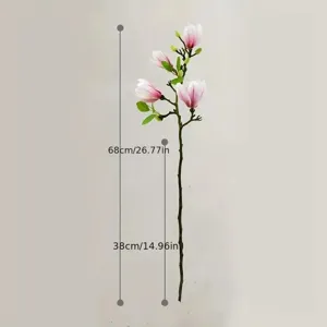 Branche de fleur de magnolia artificielle vue détaillée avec dimensions de hauteur