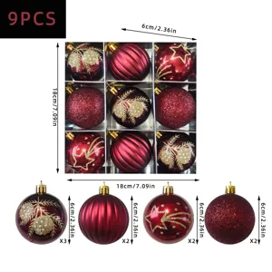 Weihnachtsbaum Deko Kugeln Set 6cm 9Stk Kunststoff Christbaumschmuck festliche Party Deko