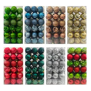 Weihnachtsbaumkugeln Set 36 Stk Kunststoff verschiedene Oberflächen festlicher Schmuck