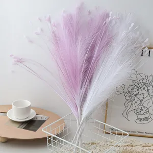 Artificial pampas grass feather bouquet home wedding decor floral arrangement pink white