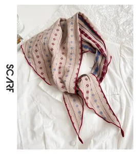Frühling Sommer Baumwolle Mischung Dreieck Schal Retro Blumen Print Stirnband Tuch