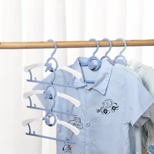 Ausziehbare stapelbare Kinderkleiderbuegel Set, blau und weiss Kunststoff Baby Kleiderbuegel.