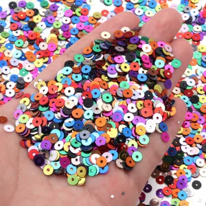Επίπεδες στρογγυλές παγιέτες PVC 4mm με κεντρική τρύπα, χρωματιστές παγιέτες για χειροτεχνίες.