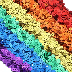 4mm επίπεδες στρογγυλές παγιέτες PVC σε χρώματα ουράνιου τόξου DIY αξεσουάρ ραπτικής