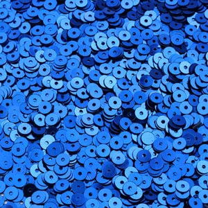 Μπλε επίπεδες στρογγυλες παγιέτες PVC 4mm για χειροτεχνίες DIY, ραπτική ρούχων και κοσμήματα.