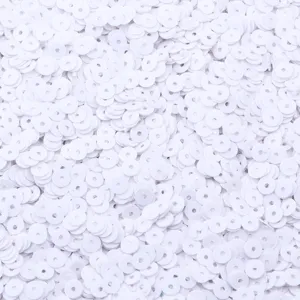 Λευκές στρογγυλές επίπεδες πούλιες PVC 4mm κεντρική τρύπα για ράψιμο και χειροτεχνίες.