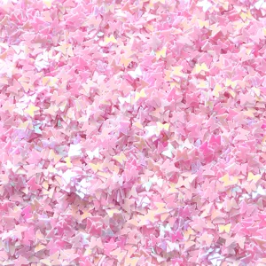 Pink butterfly PVC sequins for nail art and craft DIY. Glitter craft materials pack.
