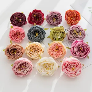 Artificial rose flower heads, colorful DIY craft wedding party floral wall decor.
