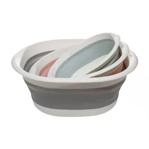 Portable collapsible wash basin multi-color nested folding laundry tub for home and travel