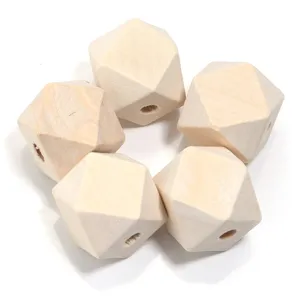 Natürliche Holzperlen geometrisch facettiert lose DIY Schmuck Zubehör für Handwerk.