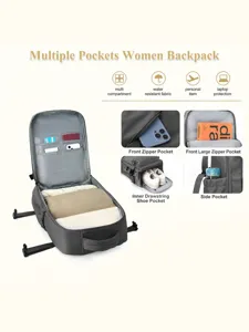 Geräumiger, wasserdichter Damen-Reiserucksack mit vielen Fächern und Laptop-Fach.