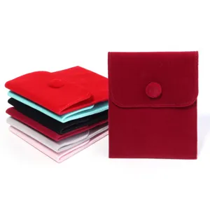 Velvet jewelry pouch snap button ring necklace storage bag portable anti scratch organizer