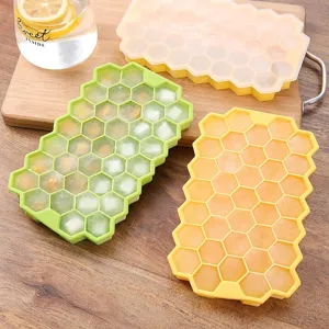 Vassoio per cubetti di ghiaccio in silicone a nido d'ape 37 griglie stampo esagonale flessibile