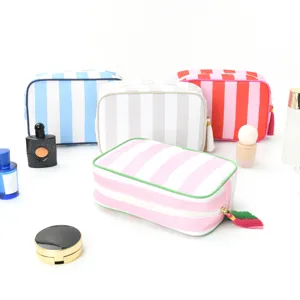 Striped Tassels Makeup Bag Waterproof Travel Storage Bag Large Capacity Portable Toiletry Bag for Women