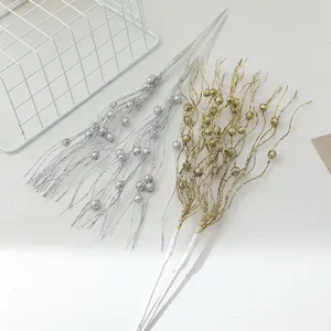 Weihnachtlicher Glitzer Zweig künstliche Blumen für Christbaum und Kranz Deko