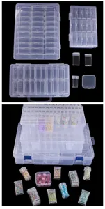 Transparent plastic storage box multi-grid organizer for beads nail art jewelry diamonds