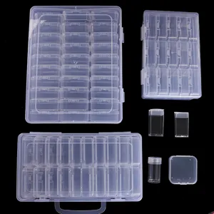 Clear plastic storage box set, multi-grid organizer containers for beads, nail art and jewelry.
