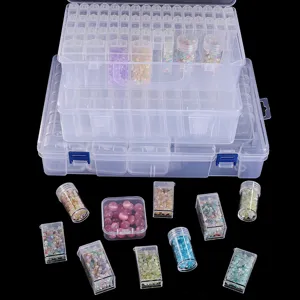Transparent plastic storage box multi-grid large capacity container for beads and crafts