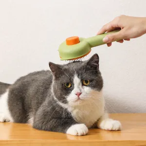Spazzola per animali domestici gatti e cani con pulsante autopulente e perni di massaggio utili.