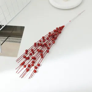 Roter Glitzerbeeren Zweig Weihnachtsbaum Dekoration künstliche Frucht Stiel Deko