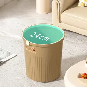 Large capacity household plastic trash can with inner lid and wide opening for living room kitchen.