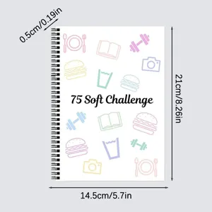 Cuaderno de espiral con diseño 75 Soft Challenge, ideal como diario de fitness y pérdida de peso.