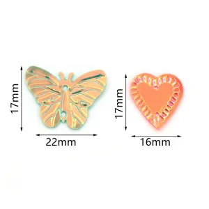 Iridescent butterfly and heart shape DIY sequins and craft beads for slime and apparel.