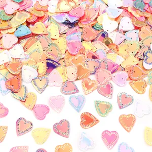 Colorful heart shaped sequins for DIY crafts, slime filling and clothing sewing accessories.