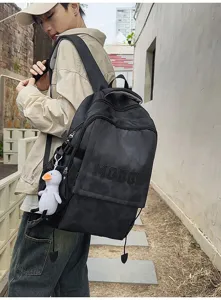 Μαύρο κορεατικό σακίδιο workwear, μεγάλη χωρητικότητα για φοιτητές, μοντέρνος σχεδιασμός.