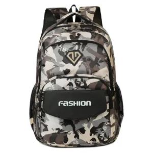 Large capacity camo backpack casual school bookbag for students daily commute oxford fabric