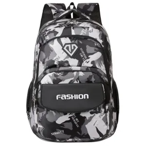 Stylish camouflage backpack for school and travel with large capacity and multiple pockets.
