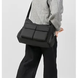 Borsa a tracolla retrò workwear donna tela nera borsa a spalla grande capacità casual new