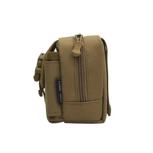 Marsupio tattico da esterno vista laterale, borsa multiuso resistente con cerniera.