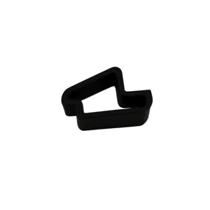 Black 3D printed door wedge detail view, showing the unique irregular shape and matte finish.