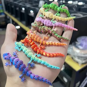 Giocattolo di Lucertola Gecko Articolato Stampato in 3D Articolazioni Flessibili Mobili Modello di Animale Domestico Rettile Giocattolo Fidget Sensoriale