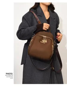 Vrouwen bruine oxford doek rugzak multifunctionele casual reizen schouder tas mode