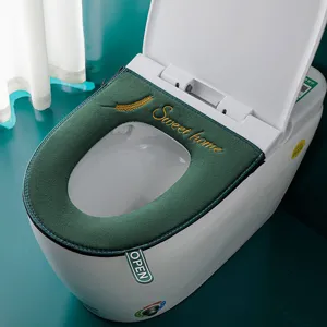 Thickened Plush Toilet Seat Cover Warm Washable Loo Seat Cushion With Zipper And Handle Home Bathroom Decor