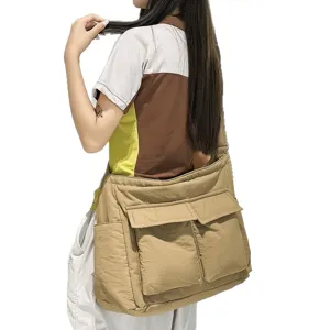 Casual vintage canvas shoulder bag large capacity messenger bag for daily commuting and school