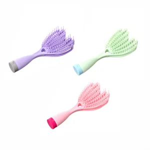 Conjunto de cepillos de pelo portátiles con diseño hueco flexible para desenredar.