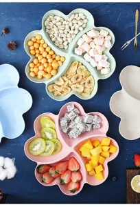 Klee-förmige Obst-Snack-Schale mit mehreren Fächern kreative Plastik-Trockenfrucht-Ablage