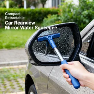 Car Rearview Mirror Wiper Stainless Steel Telescopic Squeegee Car Window Glass Cleaning Tool Automotive Accessory