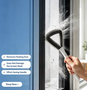 Household screen window cleaning brush for easy dust removal and home cleaning maintenance.